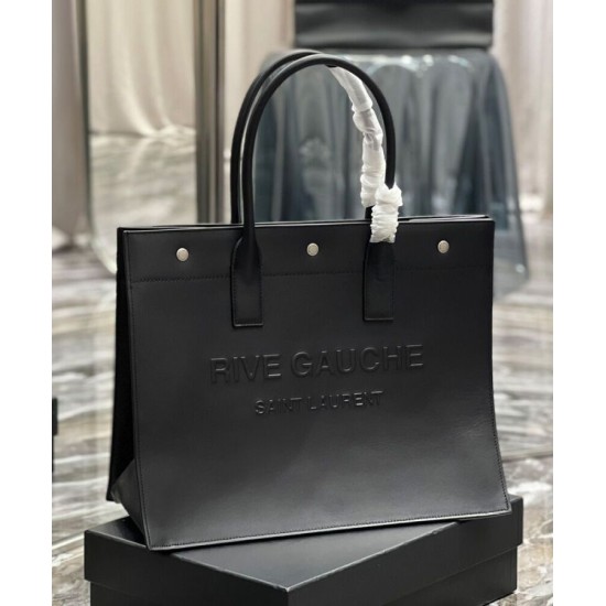 Replica YSL Saint Laurent Rive Gauche Small Tote Bag Black