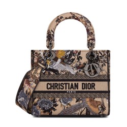 Fake Christian Dior Medium Lady D-Lite Bag Apricot Replica