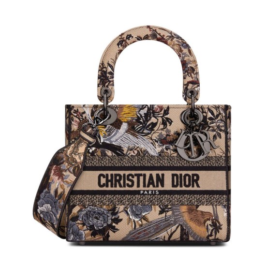 Fake Christian Dior Medium Lady D-Lite Bag Apricot Replica