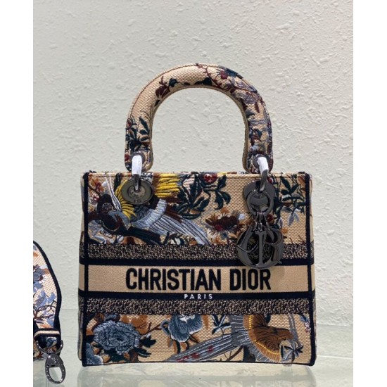 Fake Christian Dior Medium Lady D-Lite Bag Apricot Replica