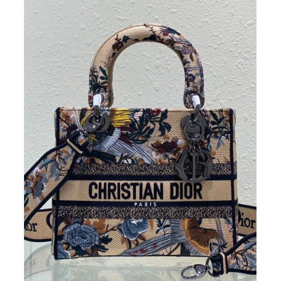 Fake Christian Dior Medium Lady D-Lite Bag Apricot Replica