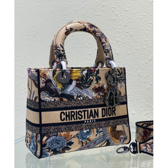 Fake Christian Dior Medium Lady D-Lite Bag Apricot Replica
