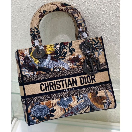 Fake Christian Dior Medium Lady D-Lite Bag Apricot Replica