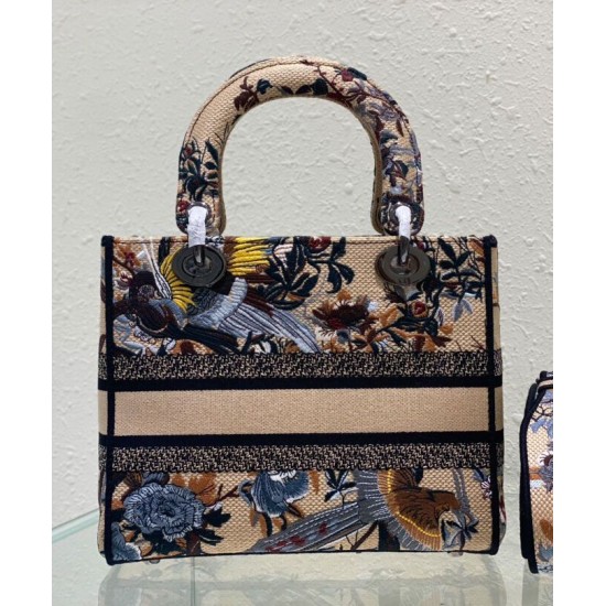 Fake Christian Dior Medium Lady D-Lite Bag Apricot Replica