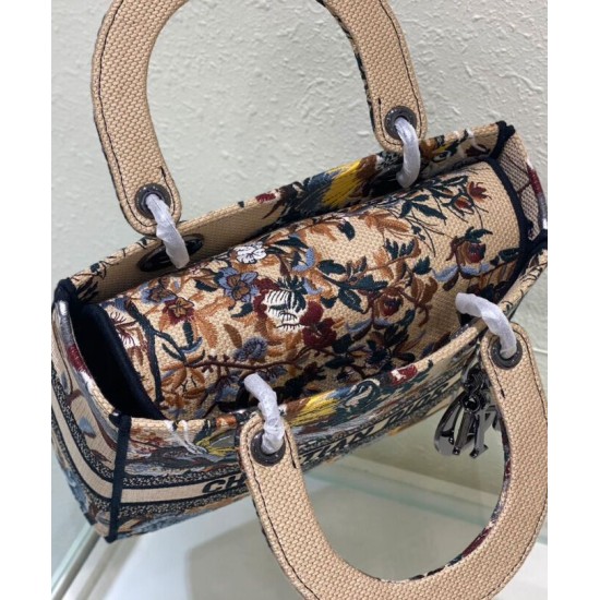 Fake Christian Dior Medium Lady D-Lite Bag Apricot Replica