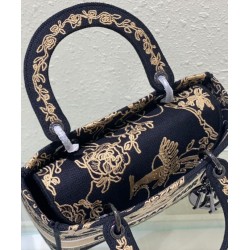Fake Christian Dior Medium Lady D-Lite Bag Black Replica