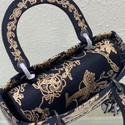 Fake Christian Dior Medium Lady D-Lite Bag Black Replica
