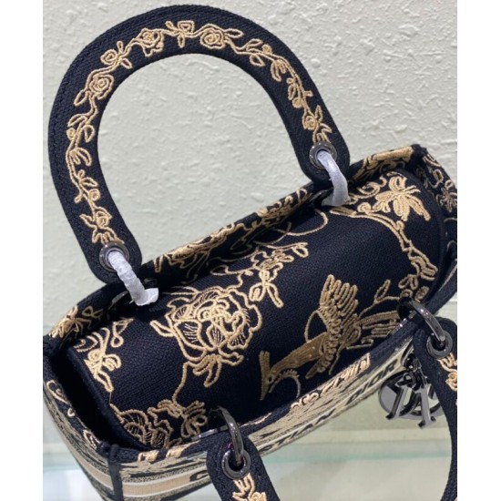 Fake Christian Dior Medium Lady D-Lite Bag Black Replica