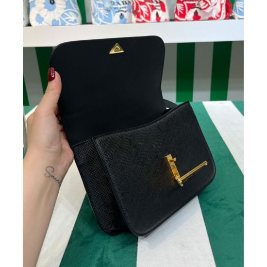 Fake Prada Saffiano Shoulder Bag Black Replica