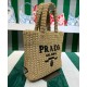 Replica Prada Small Raffia Tote Bag Apricot