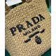 Replica Prada Small Raffia Tote Bag Apricot