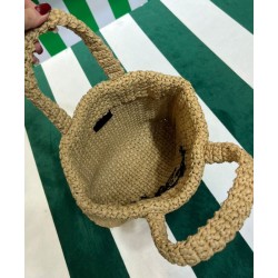 Replica Prada Small Raffia Tote Bag Apricot