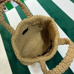 Replica Prada Small Raffia Tote Bag Apricot