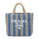 Replica Prada Small Raffia Tote Bag Blue