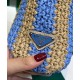 Replica Prada Small Raffia Tote Bag Blue