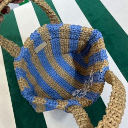 Replica Prada Small Raffia Tote Bag Blue