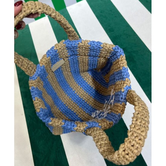 Replica Prada Small Raffia Tote Bag Blue