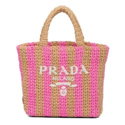 Replica Prada Small Raffia Tote Bag Peachblow
