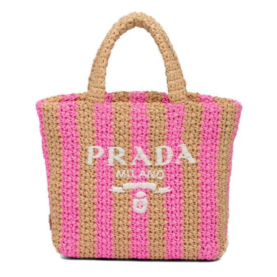 Replica Prada Small Raffia Tote Bag Peachblow