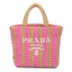 Replica Prada Small Raffia Tote Bag Peachblow