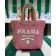 Replica Prada Small Raffia Tote Bag Peachblow