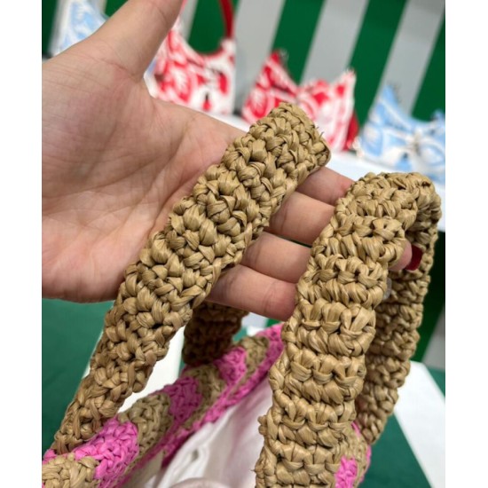 Replica Prada Small Raffia Tote Bag Peachblow