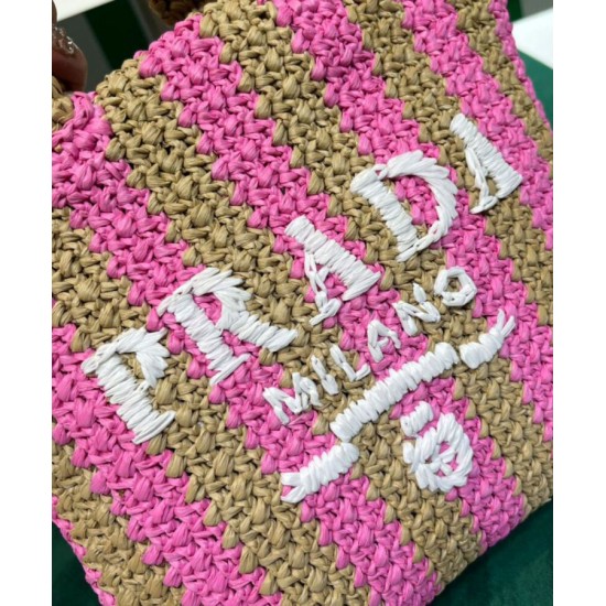 Replica Prada Small Raffia Tote Bag Peachblow
