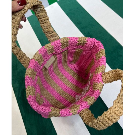 Replica Prada Small Raffia Tote Bag Peachblow