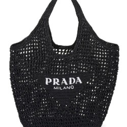 Fake Prada Raffia Tote Bag Black Replica