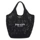 Fake Prada Raffia Tote Bag Black Replica