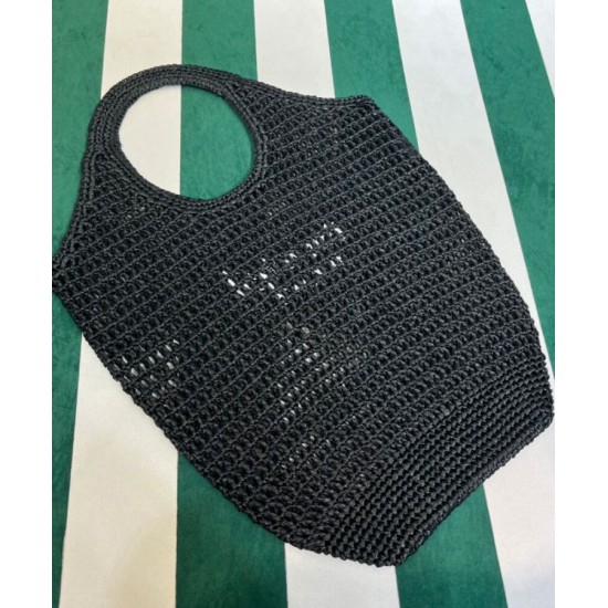Fake Prada Raffia Tote Bag Black Replica