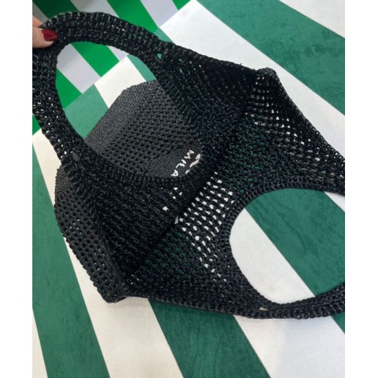Fake Prada Raffia Tote Bag Black Replica