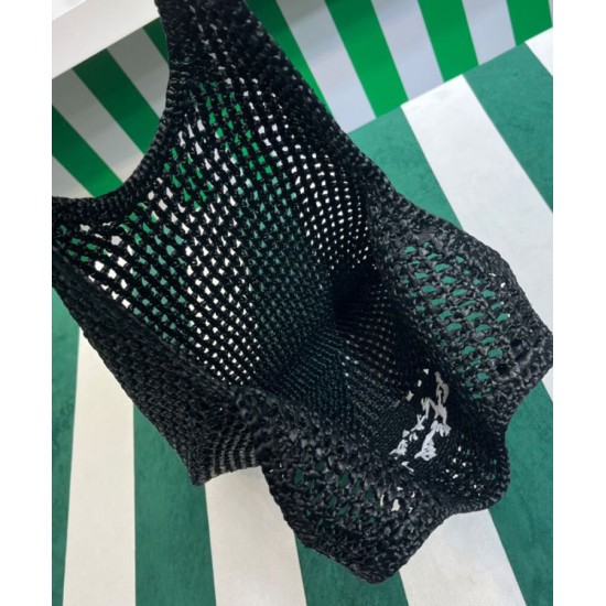 Fake Prada Raffia Tote Bag Black Replica