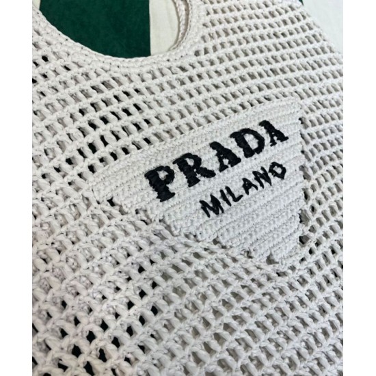 Replica Prada Raffia Tote Bag Cream