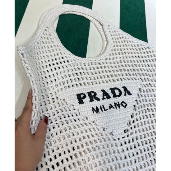 Replica Prada Raffia Tote Bag Cream
