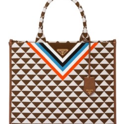 Replica Prada Symbole Jacquard Fabric Handbag Coffee