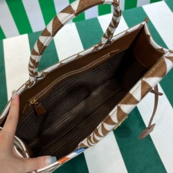 Replica Prada Symbole Jacquard Fabric Handbag Coffee
