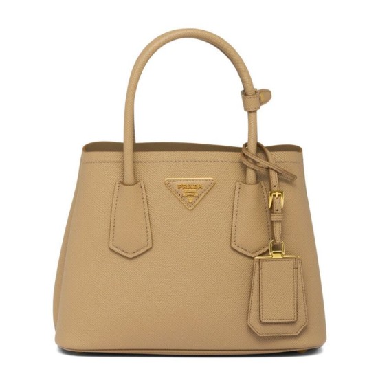 Replica Prada Double Saffiano Leather Mini Bag Apricot