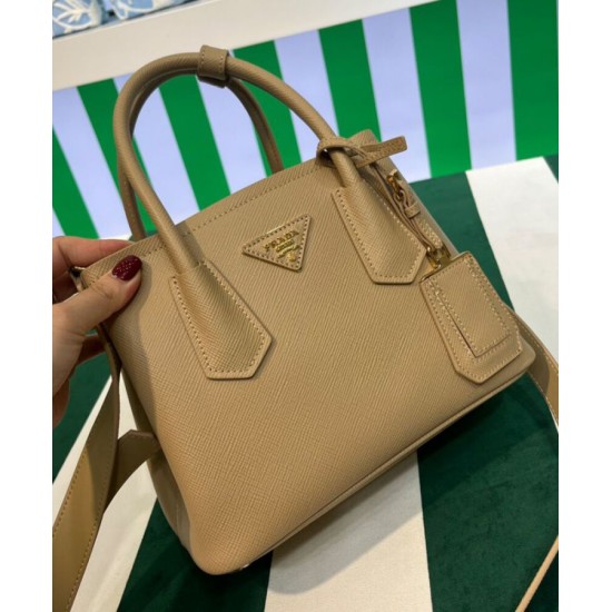 Replica Prada Double Saffiano Leather Mini Bag Apricot