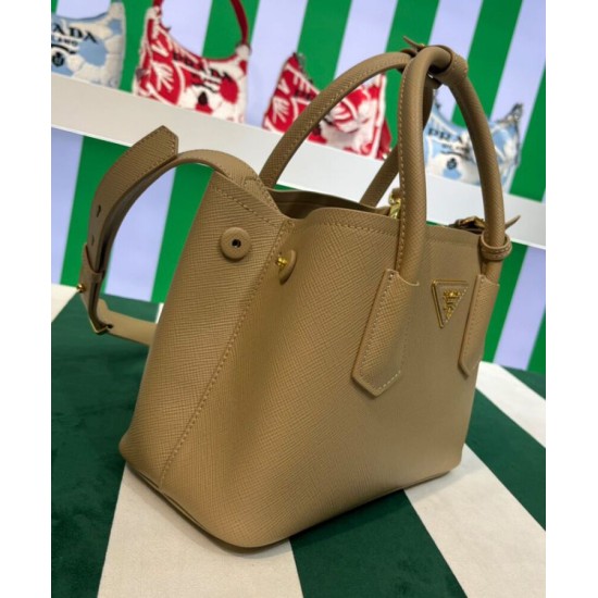 Replica Prada Double Saffiano Leather Mini Bag Apricot