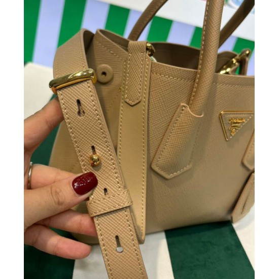 Replica Prada Double Saffiano Leather Mini Bag Apricot