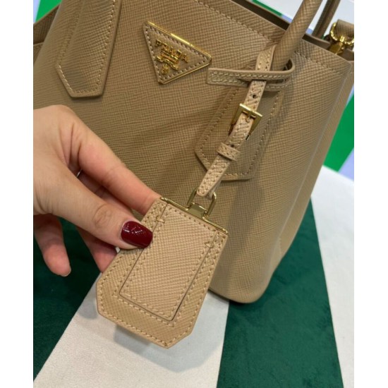 Replica Prada Double Saffiano Leather Mini Bag Apricot