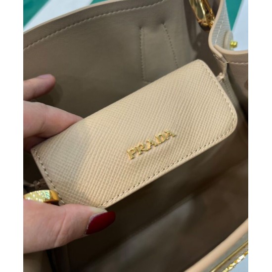 Replica Prada Double Saffiano Leather Mini Bag Apricot