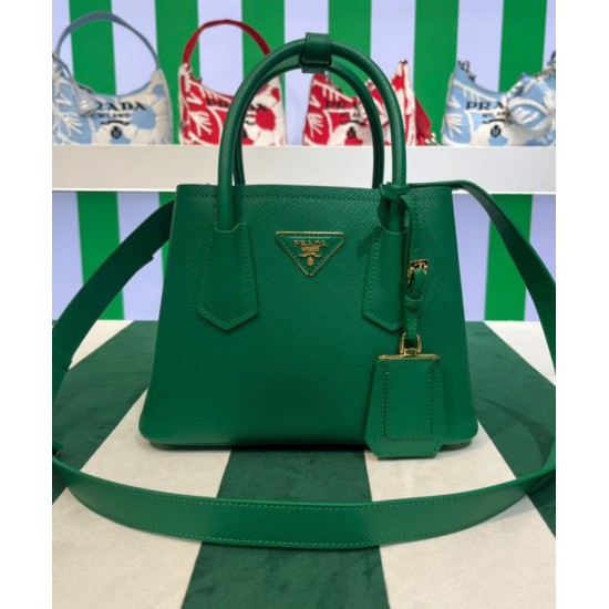 Replica Prada Double Saffiano Leather Mini Bag Green