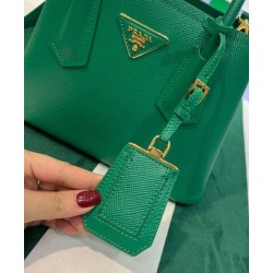 Replica Prada Double Saffiano Leather Mini Bag Green