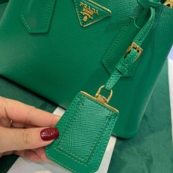 Replica Prada Double Saffiano Leather Mini Bag Green