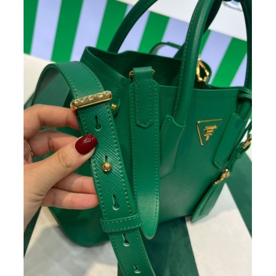Replica Prada Double Saffiano Leather Mini Bag Green