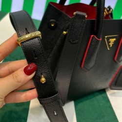 Fake Prada Double Saffiano Leather Mini Bag Black Replica