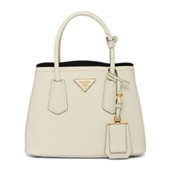 Replica Prada Double Saffiano Leather Mini Bag Cream