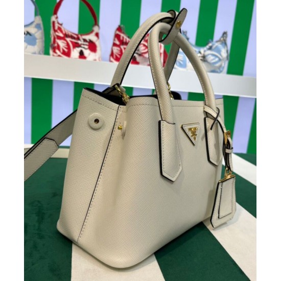 Replica Prada Double Saffiano Leather Mini Bag Cream